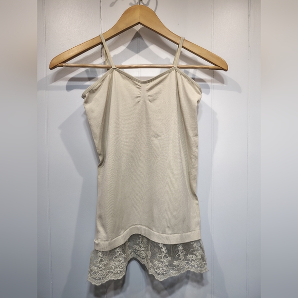Poof! Tops - Poof! Taupe Lace Hem Camisole Tank Top Size M/L Adjustable Straps Layering